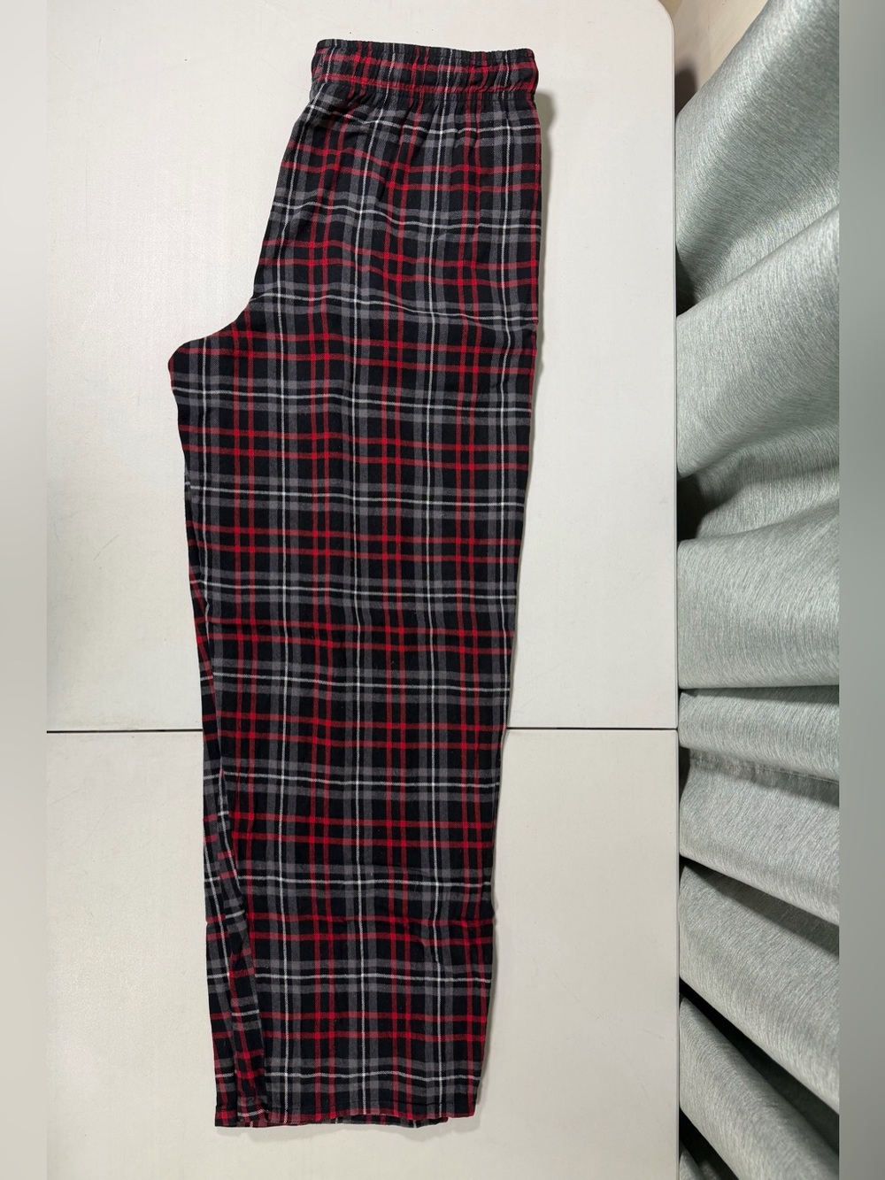Fruit of the Loom Mens MEDIUM Pajama Sleep Pant Fleece Pocket Red Plaid